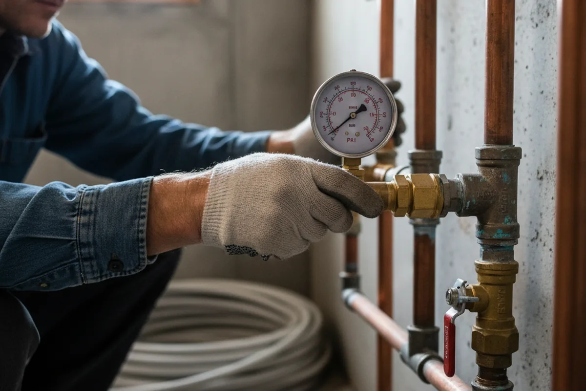 Pressure testing a repaired line during Water Line Repair in Pearl